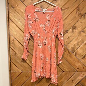 American Rag Smocked Fit & Flare Dress Floral Medium